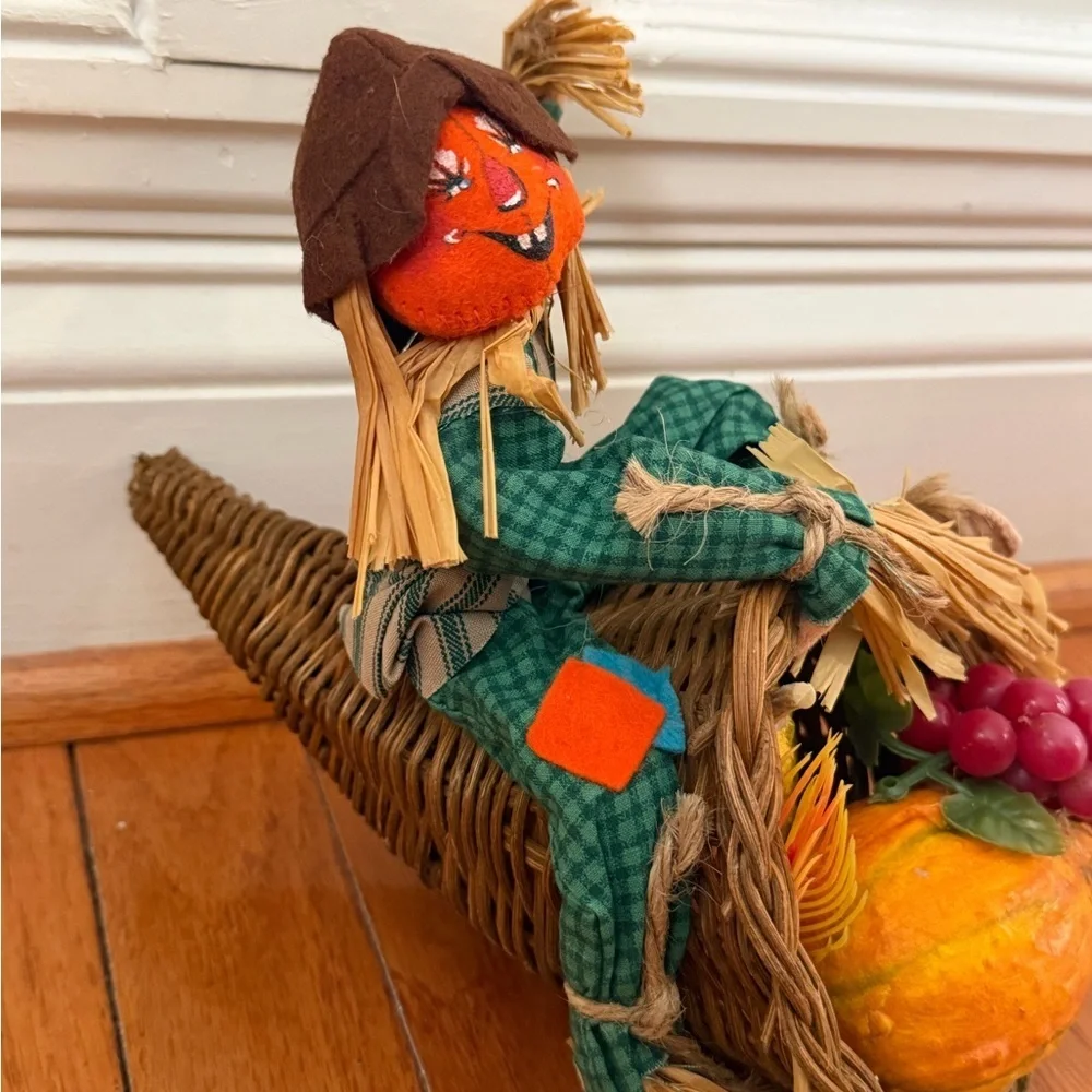 Annalee Scarecrow Basket fall Harvest Decor cornucopia 1997 Thanksgiving - Picture 4 of 12